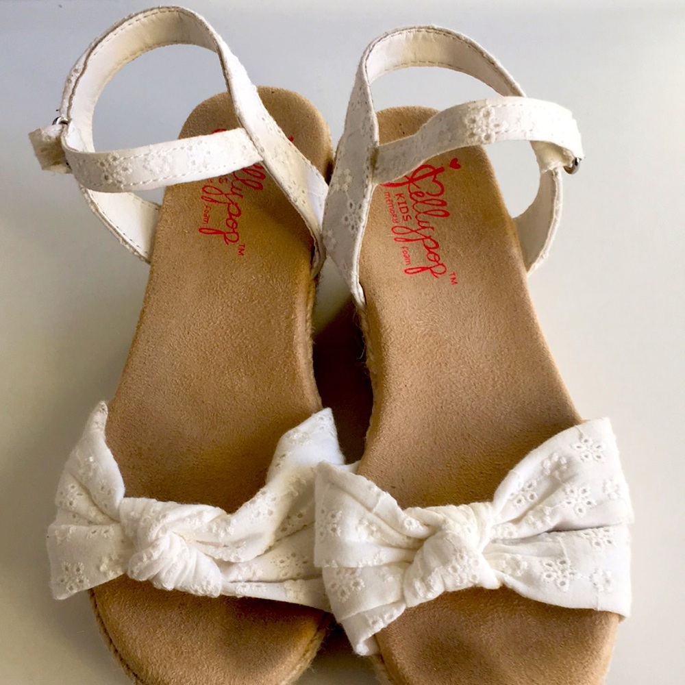Girls espadrille heels white nodded fabric with flowers